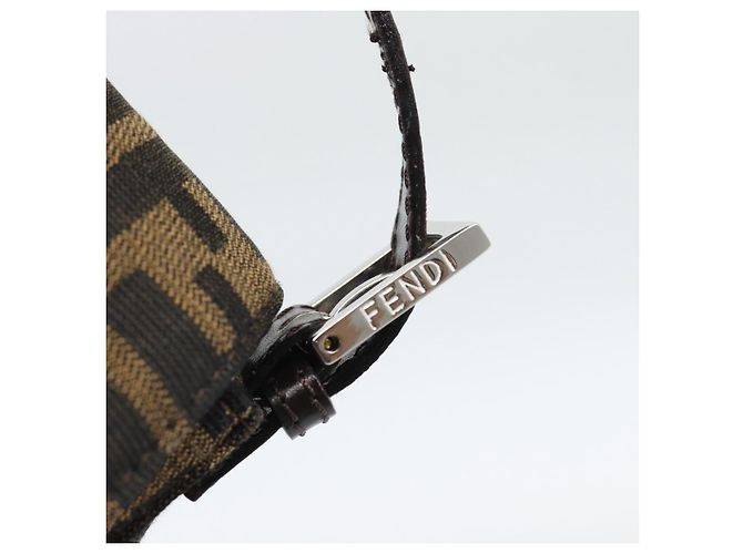 FENDI Zucca Canvas Mamma Baguette Shoulder Bag Black Brown Auth 185659SAM Marrone Nero - vista 9