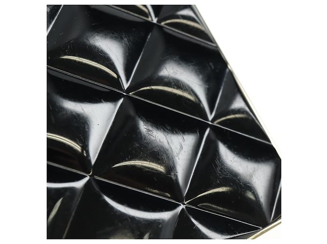 CHANEL Pochette à bandoulière Chain Evening Bag en peau d'agneau Noir Or CC Auth 184385SV Doré - vue 15