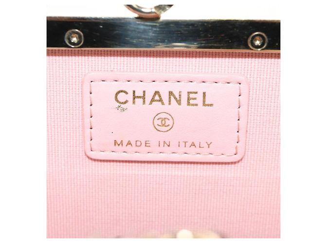 CHANEL Pochette à bandoulière Chain Evening Bag en peau d'agneau Noir Or CC Auth 184385SV Doré - vue 18