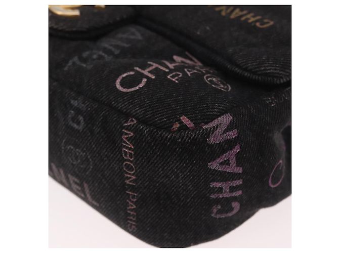 CHANEL Borsa a Spalla Chain Matelasse 22 Denim Nero Oro CC Auth 184961SM D'oro - vista 15
