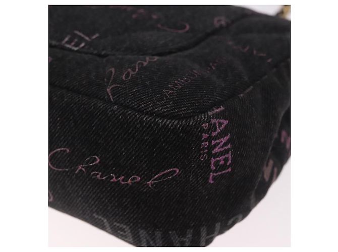 CHANEL Borsa a Spalla Chain Matelasse 22 Denim Nero Oro CC Auth 184961SM D'oro - vista 17