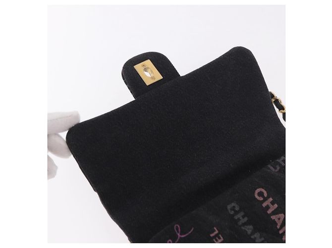 CHANEL Borsa a Spalla Chain Matelasse 22 Denim Nero Oro CC Auth 184961SM D'oro - vista 19