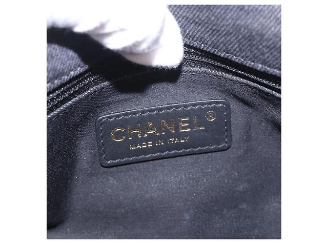 CHANEL Borsa a Spalla Chain Matelasse 22 Denim Nero Oro CC Auth 184961SM D'oro - vista 22