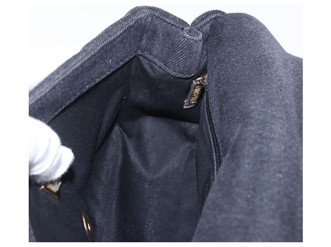 CHANEL Borsa a Spalla Chain Matelasse 22 Denim Nero Oro CC Auth 184961SM D'oro - vista 24