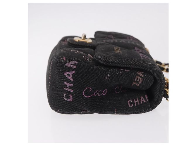 CHANEL Borsa a Spalla Chain Matelasse 22 Denim Nero Oro CC Auth 184961SM D'oro - vista 3