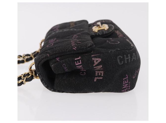 CHANEL Borsa a Spalla Chain Matelasse 22 Denim Nero Oro CC Auth 184961SM D'oro - vista 4