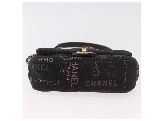 CHANEL Borsa a Spalla Chain Matelasse 22 Denim Nero Oro CC Auth 184961SM D'oro - vista 5
