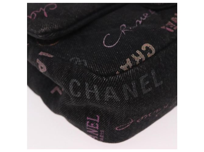 CHANEL Borsa a Spalla Chain Matelasse 22 Denim Nero Oro CC Auth 184961SM D'oro - vista 8