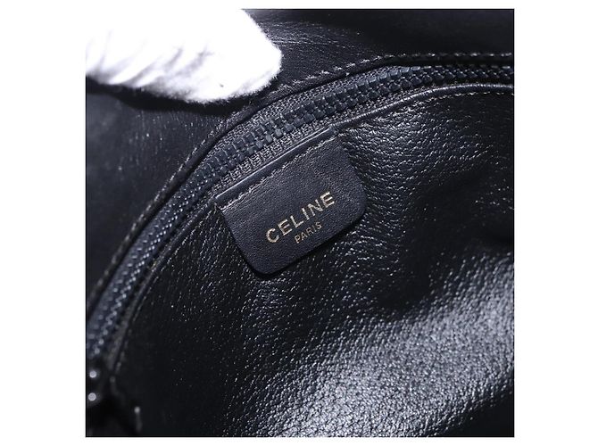 Céline Sac à bandoulière à chaîne CELINE en cuir noir et or Auth ki6665M Doré - vue 19