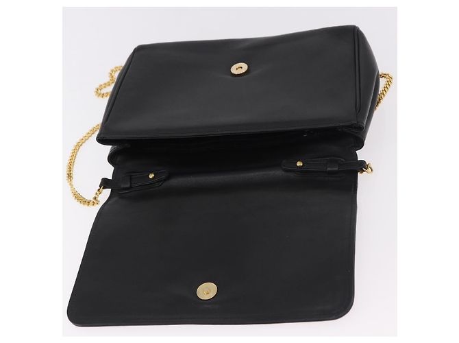 Céline Sac à bandoulière à chaîne CELINE en cuir noir et or Auth ki6665M Doré - vue 8
