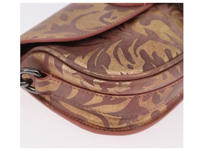 Borsa a Spalla Christian Dior BOBBY EAST-WEST Pelle Bronze Silver Auth 184842SM Argento Bronzo - vista 11
