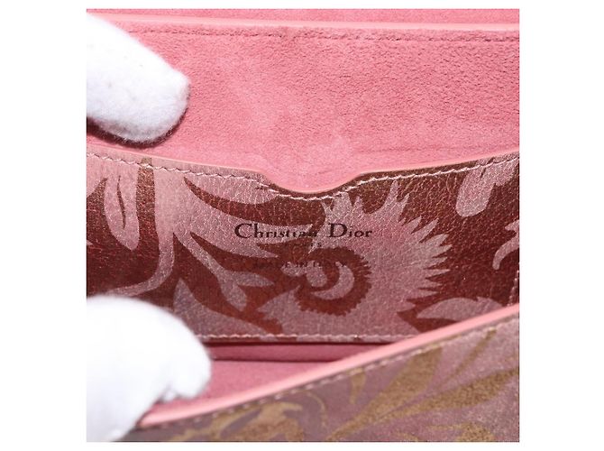 Borsa a Spalla Christian Dior BOBBY EAST-WEST Pelle Bronze Silver Auth 184842SM Argento Bronzo - vista 17