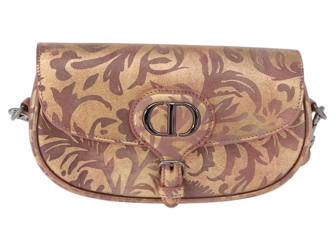 Borsa a Spalla Christian Dior BOBBY EAST-WEST Pelle Bronze Silver Auth 184842SM Argento Bronzo - vista 2