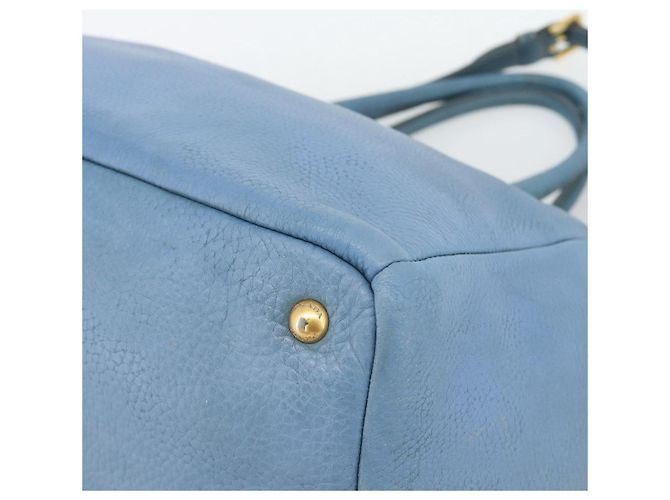 Bolsa Tote PRADA de couro 2way Azul Ouro Auth 185152A Dourado - vista 15