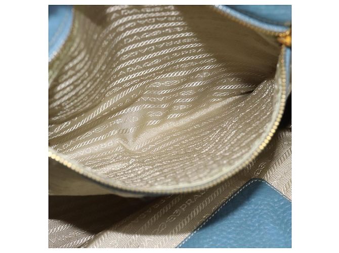 Bolsa Tote PRADA de couro 2way Azul Ouro Auth 185152A Dourado - vista 25