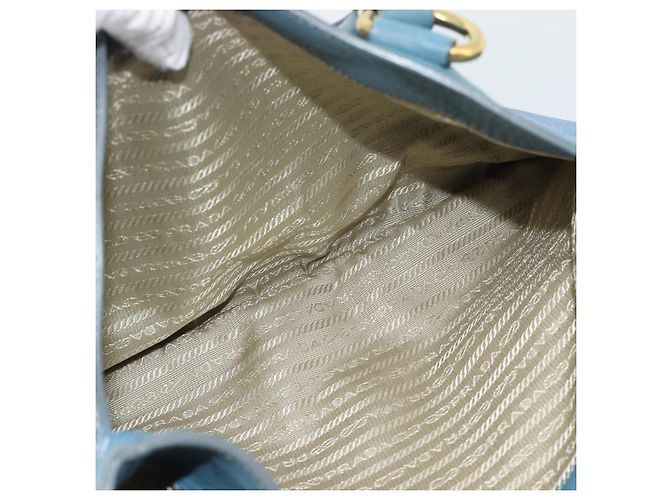 Bolsa Tote PRADA de couro 2way Azul Ouro Auth 185152A Dourado - vista 26