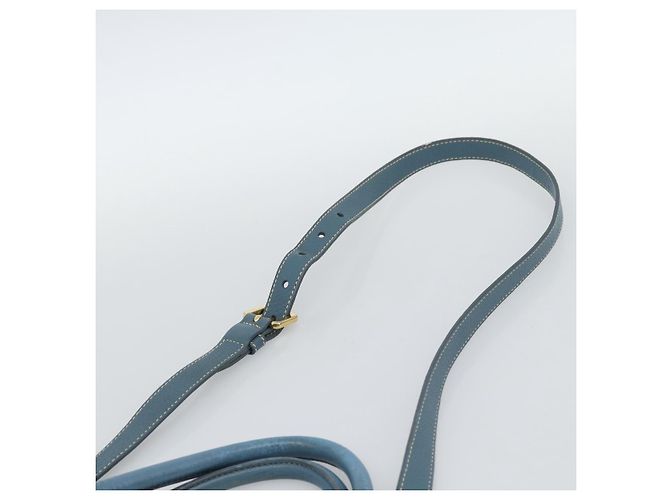 Bolsa Tote PRADA de couro 2way Azul Ouro Auth 185152A Dourado - vista 9
