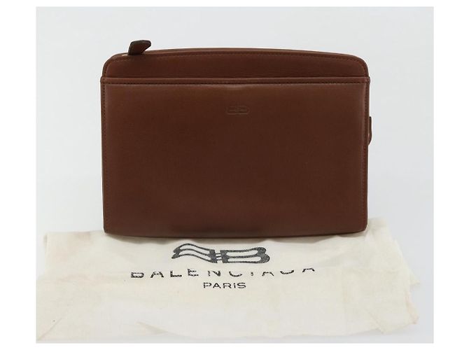 Clutch BALENCIAGA in pelle marrone oro Auth 178398 D'oro - vista 12