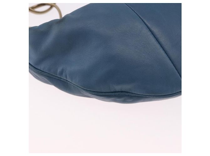 Bolsa de Alça de Corrente CHANEL em Pele de Cordeiro Azul e Ouro CC Auth 185410SAM Dourado - vista 16