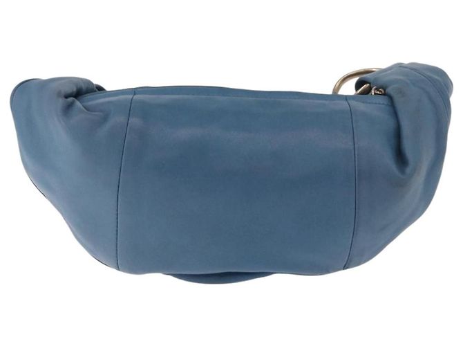 Bolsa de Alça de Corrente CHANEL em Pele de Cordeiro Azul e Ouro CC Auth 185410SAM Dourado - vista 2