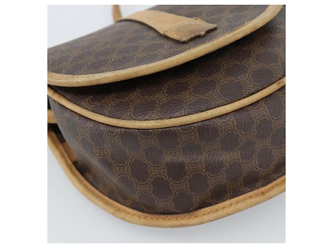 Céline Borsa a tracolla CELINE Macadam Canvas PVC Pelle Marrone Oro Auth ka4664 D'oro - vista 14