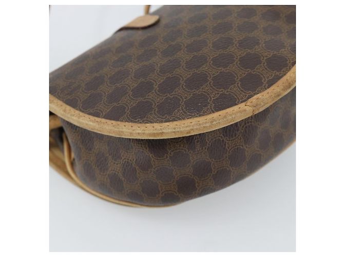 Céline Borsa a tracolla CELINE Macadam Canvas PVC Pelle Marrone Oro Auth ka4664 D'oro - vista 16