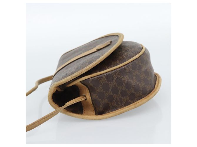 Céline Borsa a tracolla CELINE Macadam Canvas PVC Pelle Marrone Oro Auth ka4664 D'oro - vista 3