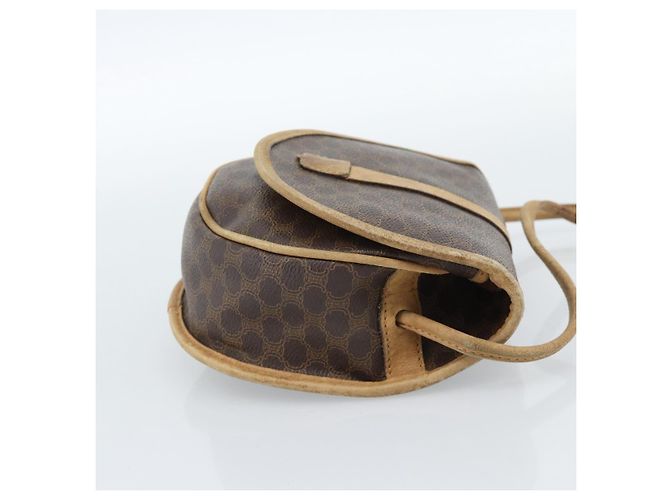 Céline Borsa a tracolla CELINE Macadam Canvas PVC Pelle Marrone Oro Auth ka4664 D'oro - vista 4