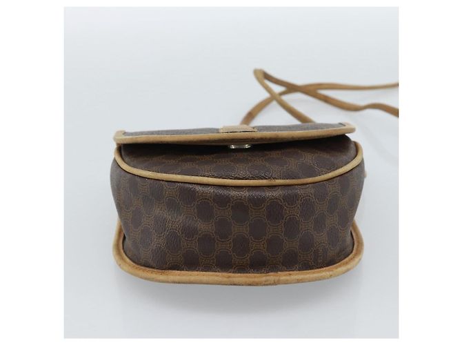 Céline Borsa a tracolla CELINE Macadam Canvas PVC Pelle Marrone Oro Auth ka4664 D'oro - vista 5