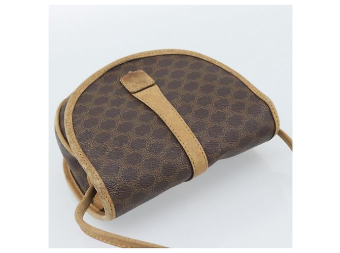 Céline Borsa a tracolla CELINE Macadam Canvas PVC Pelle Marrone Oro Auth ka4664 D'oro - vista 6