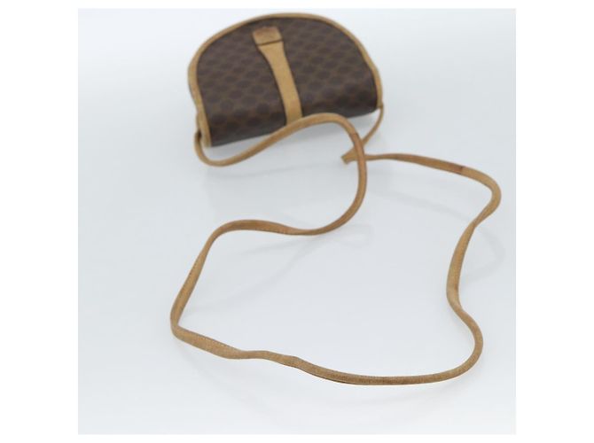 Céline Borsa a tracolla CELINE Macadam Canvas PVC Pelle Marrone Oro Auth ka4664 D'oro - vista 7