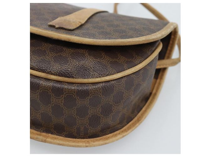 Céline Borsa a tracolla CELINE Macadam Canvas PVC Pelle Marrone Oro Auth ka4664 D'oro - vista 9