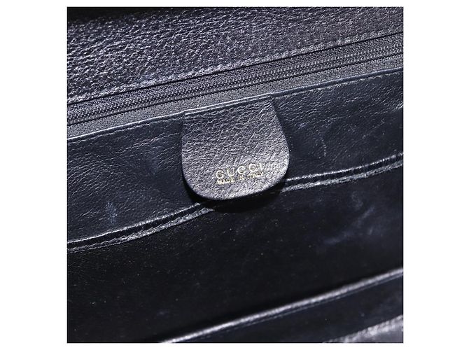 Borsa a mano GUCCI Bamboo in pelle nera e oro Auth 183361V Nero D'oro - vista 16