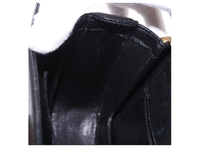 Borsa a mano GUCCI Bamboo in pelle nera e oro Auth 183361V Nero D'oro - vista 19