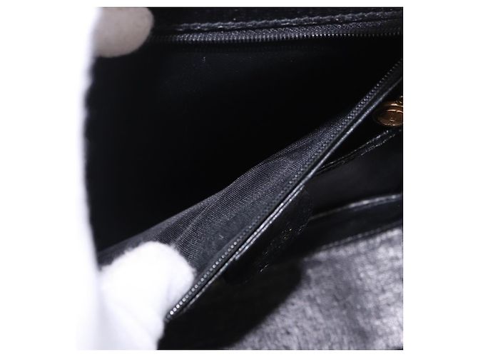 Borsa a mano GUCCI Bamboo in pelle nera e oro Auth 183361V Nero D'oro - vista 21