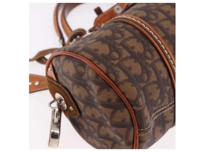 Borsa a tracolla Romantic in tela Christian Dior Trotter PVC Marrone Argento Auth 185666SAM - vista 10