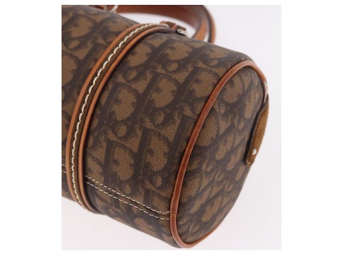 Borsa a tracolla Romantic in tela Christian Dior Trotter PVC Marrone Argento Auth 185666SAM - vista 11