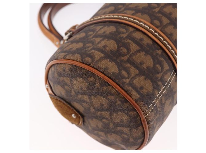 Borsa a tracolla Romantic in tela Christian Dior Trotter PVC Marrone Argento Auth 185666SAM - vista 12