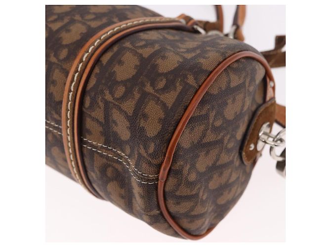 Borsa a tracolla Romantic in tela Christian Dior Trotter PVC Marrone Argento Auth 185666SAM - vista 13