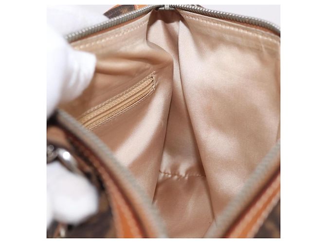 Borsa a tracolla Romantic in tela Christian Dior Trotter PVC Marrone Argento Auth 185666SAM - vista 20