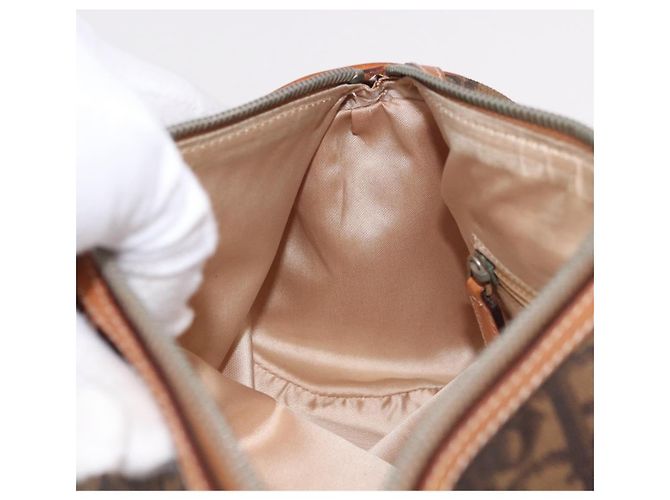 Borsa a tracolla Romantic in tela Christian Dior Trotter PVC Marrone Argento Auth 185666SAM - vista 21