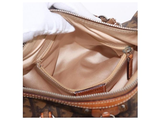 Borsa a tracolla Romantic in tela Christian Dior Trotter PVC Marrone Argento Auth 185666SAM - vista 23