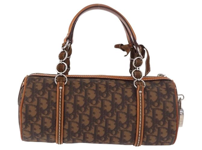Borsa a tracolla Romantic in tela Christian Dior Trotter PVC Marrone Argento Auth 185666SAM - vista 3