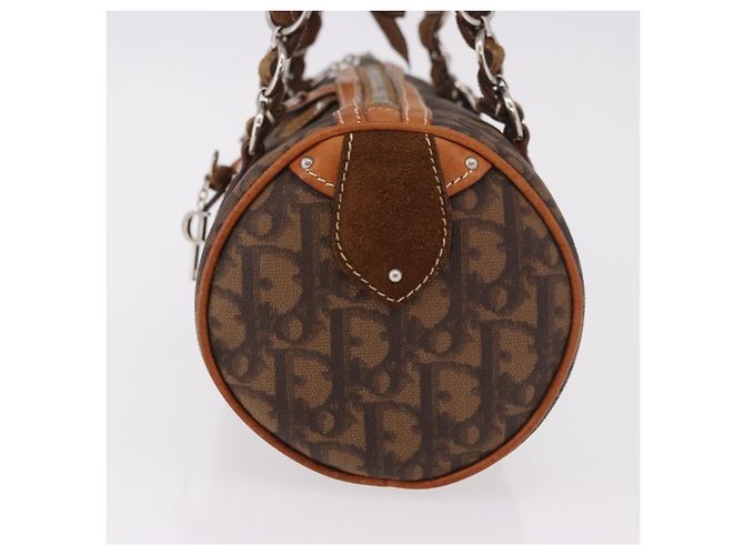 Borsa a tracolla Romantic in tela Christian Dior Trotter PVC Marrone Argento Auth 185666SAM - vista 4