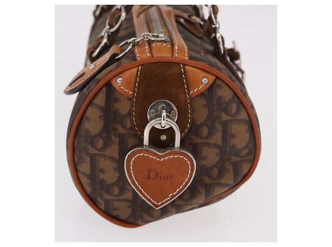 Borsa a tracolla Romantic in tela Christian Dior Trotter PVC Marrone Argento Auth 185666SAM - vista 5