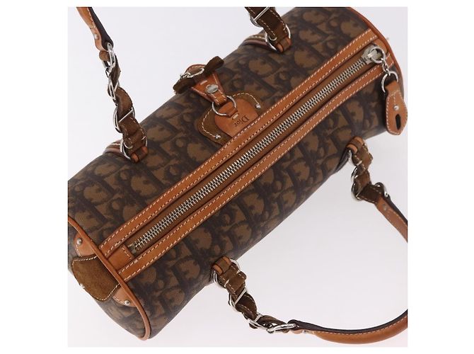 Borsa a tracolla Romantic in tela Christian Dior Trotter PVC Marrone Argento Auth 185666SAM - vista 6