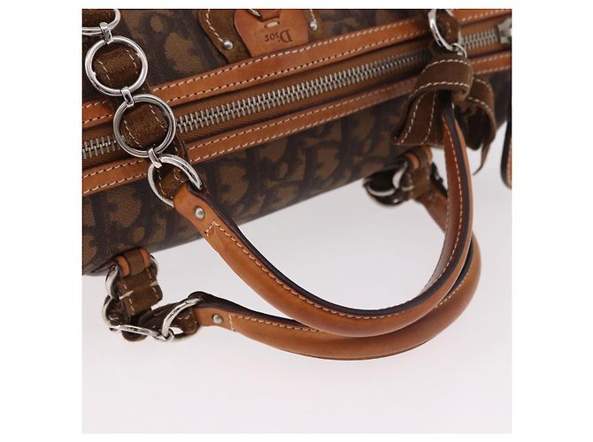 Borsa a tracolla Romantic in tela Christian Dior Trotter PVC Marrone Argento Auth 185666SAM - vista 7