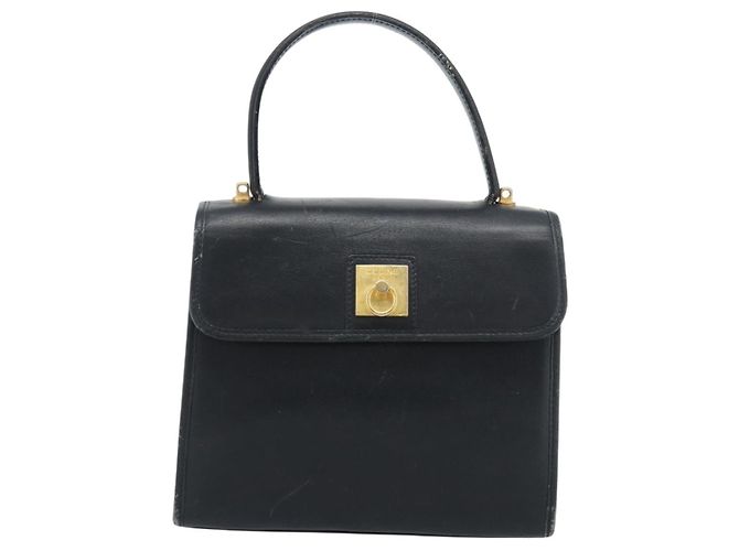 Céline CELINE Handtasche aus Leder Schwarz Gold Auth 185125 Golden - Ansicht 13