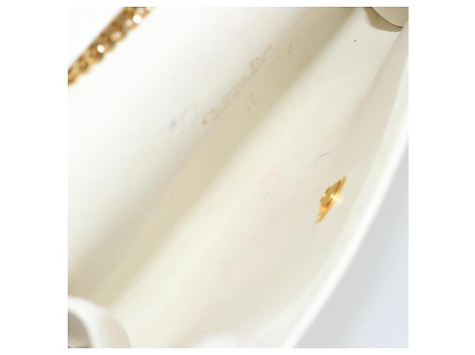 Borsa a tracolla con catena Christian Dior in pelle bianca e oro Auth BA13317 Bianco D'oro - vista 20