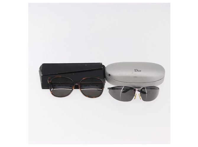 Gafas de sol Christian Dior de plástico 2 Set Black Brown Auth bs35615 Castaño Negro - Ansicht 18